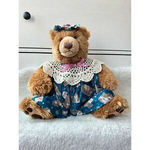 GUND  Cares for Kids Brown girl Teddy Bear blue dress cap Sitting ‎ 44184